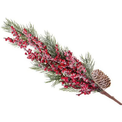 Гілка декоративна Lefard хвойна з ягідками 60 см (801-562)