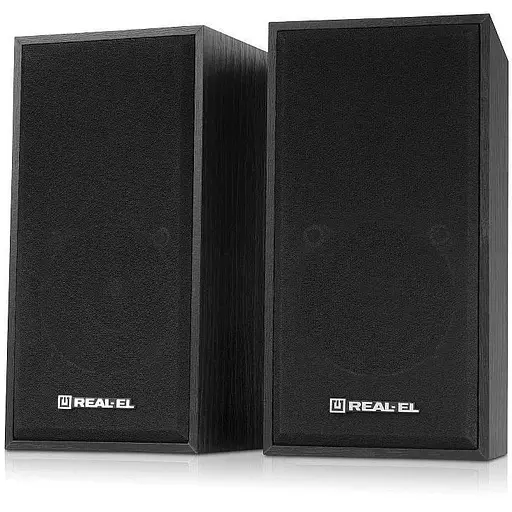 Колонки 2.0 REAL-EL S-202 чорний, 2 x 3 Вт, USB, mini-jack 3.5 мм, МДФ, кабель 1.4 +1.2 м (EL121200019) - фото 1