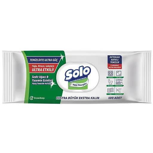 Влажные салфетки для уборки Solo Ultra Power Кедр и Жасмин 100 шт.