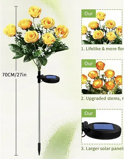 Світильники Sun Lamp садові на сонячній батареї квіти жовті троянди 2 шт - фото 2