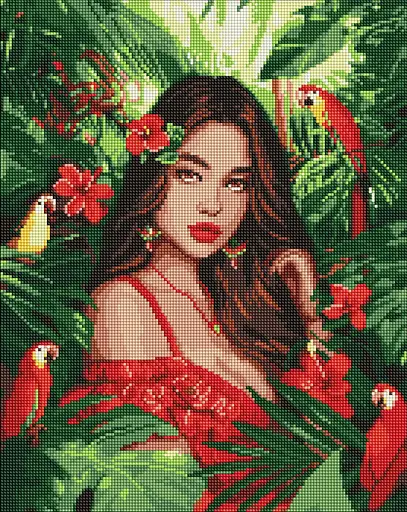 Набір з алмазною мозаїкою Тропічна принцеса Ideyka AMO8061, 40x50 см