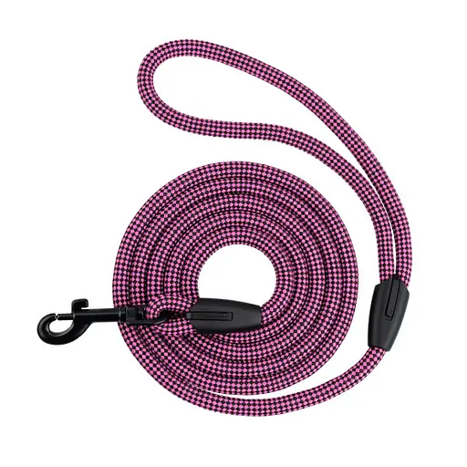 Повідець для собак Barksi Active 183х0.9 см з альпіністського шнура чорно-рожевий - фото 2