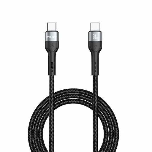 Кабель Winso Pro Type-C to Type-C 60W TPE+плетение 2м черный(223205B) - фото 1