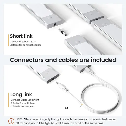 Кухонні світильники Enteenly Under Cabinet, 30 см 66 світлодіодів з датчиком ручної хвилі світлодіодне світло 2700K - фото 4
