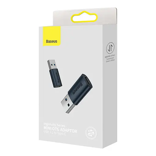 Переходник адаптер Baseus Ingenuity Series Mini OTG Adaptor USB 3.1 мale to Type-C 10 Gbit темно-синий - фото 2