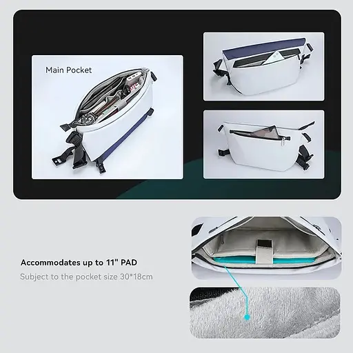 Вместительная сумка через плечо женская Mark Ryden MR2819 с отделением под планшет 11, Серо-синий - фото 3