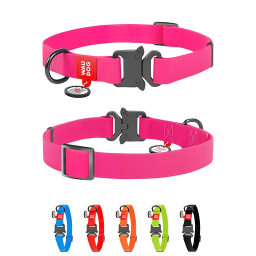 Нашийник для собак водостійкий Waudog Waterproof з QR-паспортом металічна пряжка-фастекс Ш 20 мм Д 28-40 см рожевий - фото 2