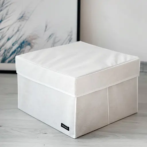 Короб для игрушек и настольных игр L с крышкой - 30*30*20 см (белый)