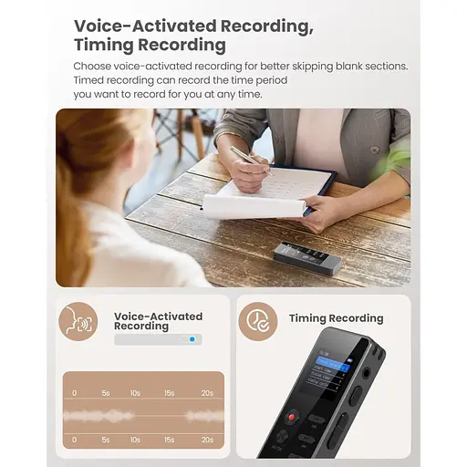 Цифровой bluetooth диктофон ZOOAOXO V200 64 ГБ черный - фото 6