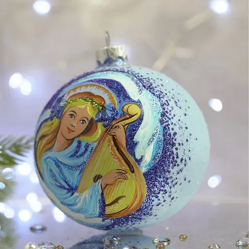 Ялинкова прикраса Санта Шоп Янгол з бандурою скло (4820001106732) - фото 3