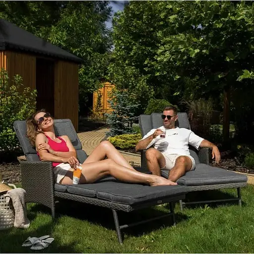 Садовый шезлонг Di Volio Breso из серого ротанга - фото 3