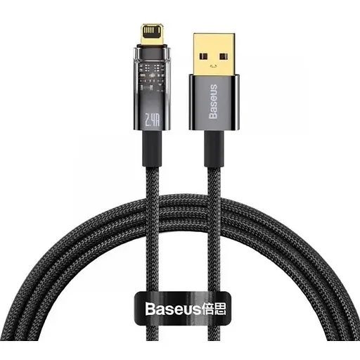 Кабель Baseus Explorer Series Auto Power-Off Fast Charging Data Cable USB to Lightning 2.4A 1 м Черный