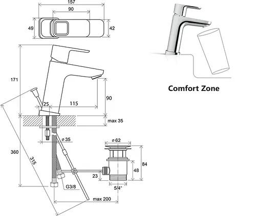 Змішувач для умивальника Ravak 10° TD 013.00 X070061 Хром - фото 5