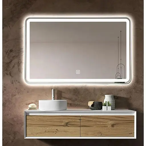 Дзеркало Dusel Led DE-M0065D Silver 120x75 см сенсорне включення + підігрів+ годинник/темп, Сірий - фото 1