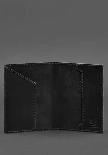 Кожаная обложка для паспорта с польским гербом черная Crazy Horse - фото 4