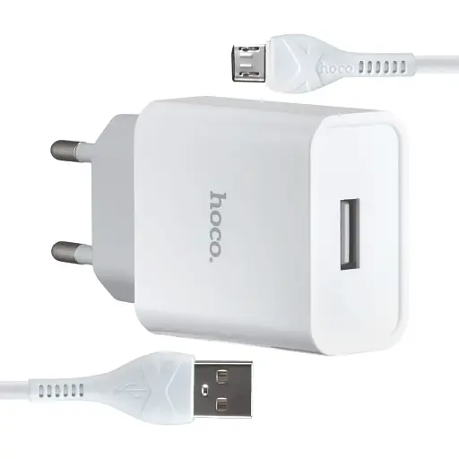 Мережевий зарядний пристрій Hoco C81A Asombroso single port charger (Micro) (EU) Білий - фото 1