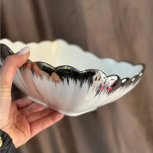 Двухъярусная фруктовница фарфорова на металлической подставке 15x20 см Белый - фото 5