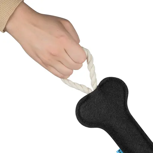 Игрушка для собак Barksi Косточка с канатом S черная - фото 4