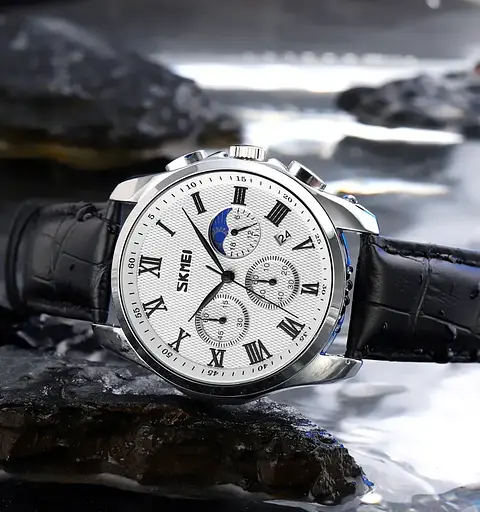 Часы мужские наручные классические Skmei 9260 (Серебристые с белым циферблатом) - фото 4