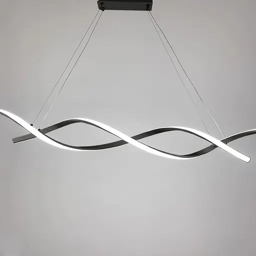 Удлиненная волнообразная люстра в черном корпусе длиной 120 см | Ст. H 18L-1200 BK Line F - фото 3