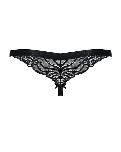 Кружевные танга с доступом Obsessive 828-THC-1 crotchless thong черные S/M - фото 6