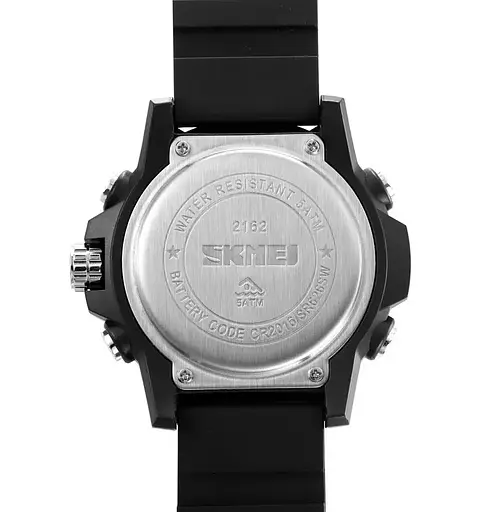 Часы мужские наручные спортивные Skmei 2162 с двойным дисплеем и подсветкой (Черный) - фото 8