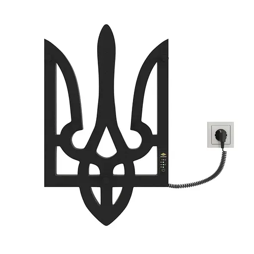 Электрический полотенцесушитель Kosser Тризуб 600x360 EL тайм. чeрний РТ01EL, Черный матовый, Правое - фото 1