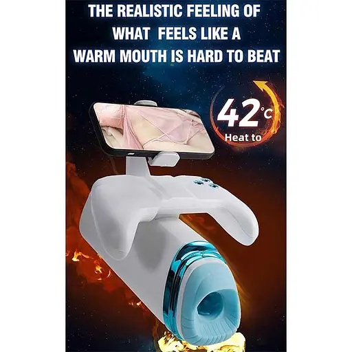 Автоматический мастурбатор Warrior M-100 PRO с поступательными движениями, вибрацией, подогревом и держателем для телефона - фото 3