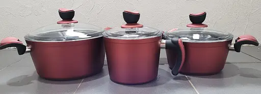 Набір каструль Casa Royal Elite Titanium із покриттям Bio Titanium 7 предметів Червоний - фото 5