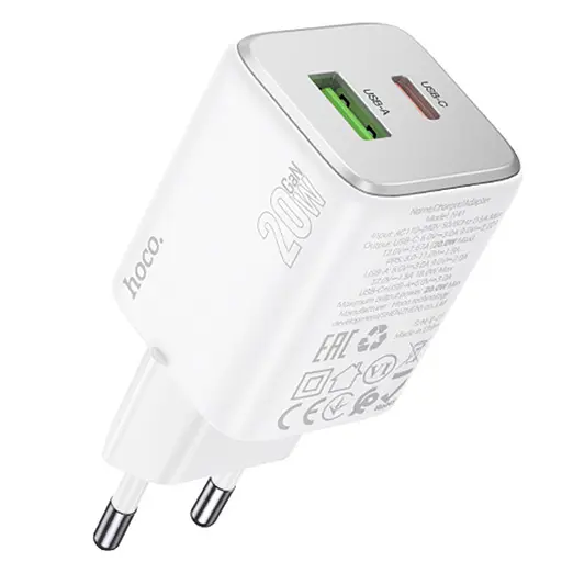 МЗП Hoco N41 Almighty PD20W+QC3.0 (1USB-A/1C) White