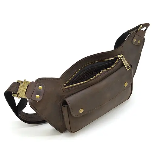 Кожаная мужская сумка на пояс TARWA 14х29х7 см sum0026013 - фото 7