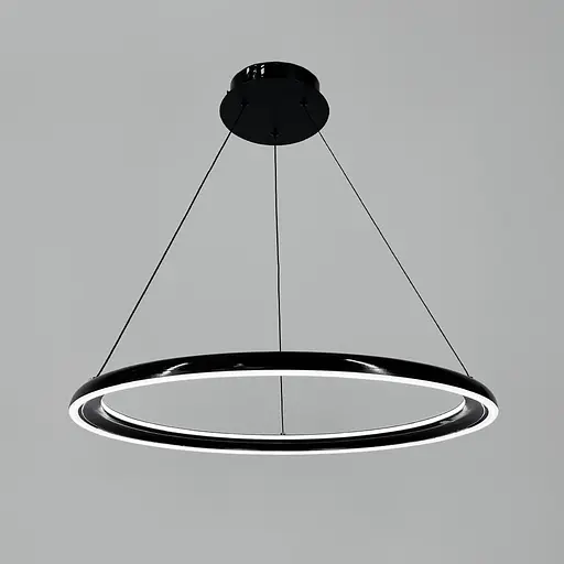 Современная подвесная люстра с черным кольцом Ø 60 см Line F | Ст. MJ341-600 BK - фото 3