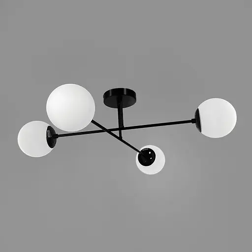 Люстра у чорному корпусі із 4-ма білими плафонами Ø 73 см | Line F | Арт. S7072/4 BK+WT - фото 2