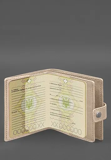 Кожаная обложка-портмоне для военного билета офицера запаса (широкий документ) Светло-бежевый - фото 5