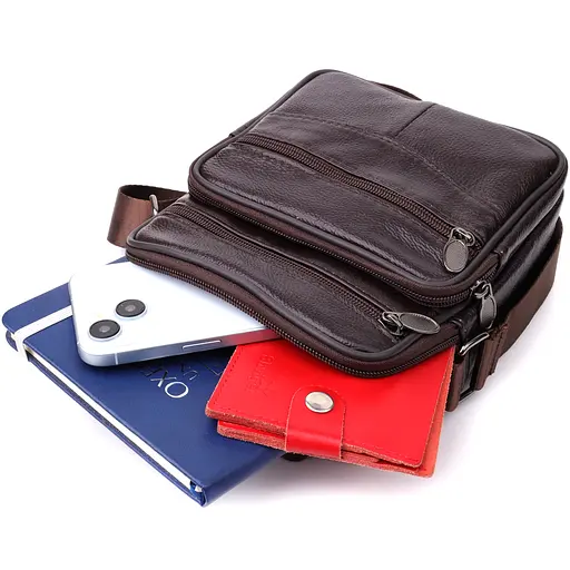 Невелика вертикальна сумка з ручкою для чоловіків із натуральної шкіри Vintage 17х19,5х7 см sum0027475 - фото 8