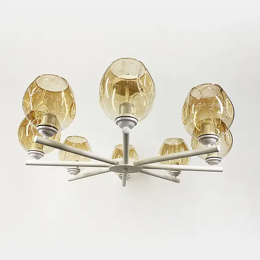 Стельова люстра на 8 плафонів в білому корпусі Line.F K 149/8 WT+BR - фото 3