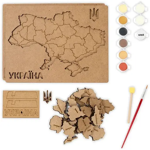 Набір картина 3D Rosa Talent Мапа України 3D кольори металіки МДФ 24 5х18 5 см  - фото 4