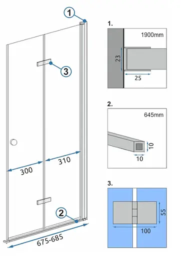 Душові двері (модуль) Rea Fold N4 70 REA-K7444 - фото 2