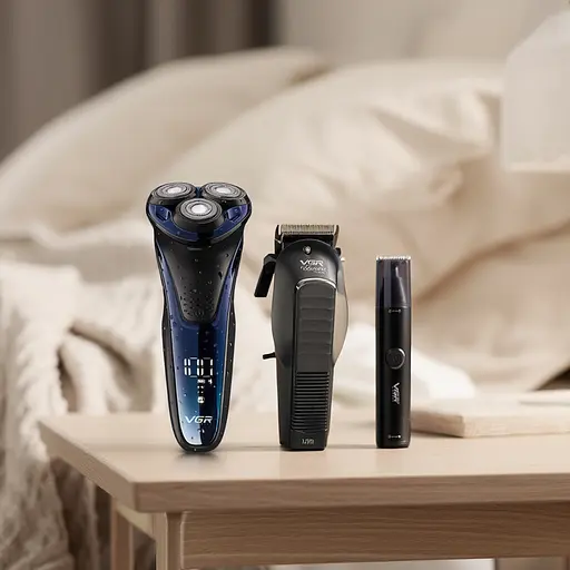 Подарунковий бокс: електробритва VGR V-306 + професійна машинка для стрижки VGR V-683 + універсальний триммер з насадками CP2026-17