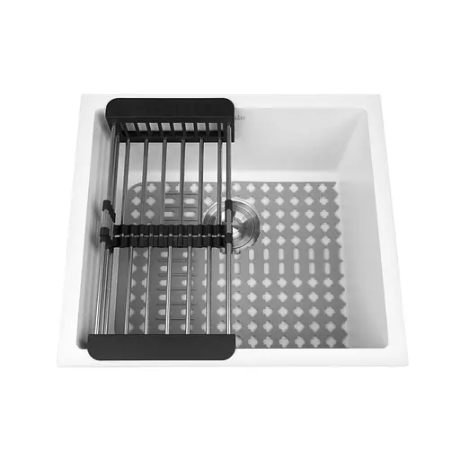 Кухонная мойка под столешницу белая 1.5 мм из нержавеющей стали Nett NW-5045, Белый - фото 4