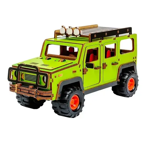 Деревянный 3D конструктор Внедорожник PuzzleOk Puz-00951 123 детали - фото 6