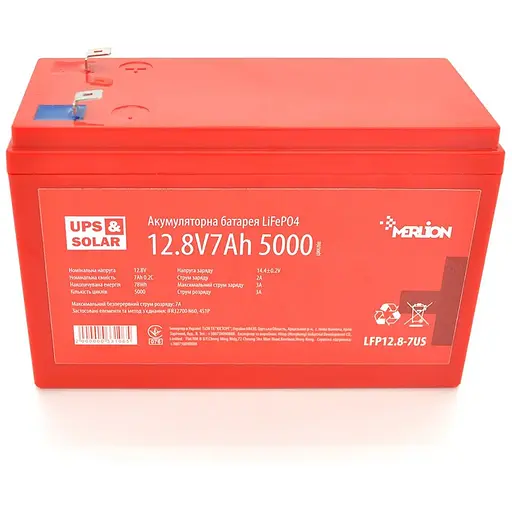 Літій-залізо-фосфатний акумулятор Merlion LiFePO4 12.8V 7AH (4S2P/BMS-10A), (151х65х97) for UPS, до 5000 циклів, Q12