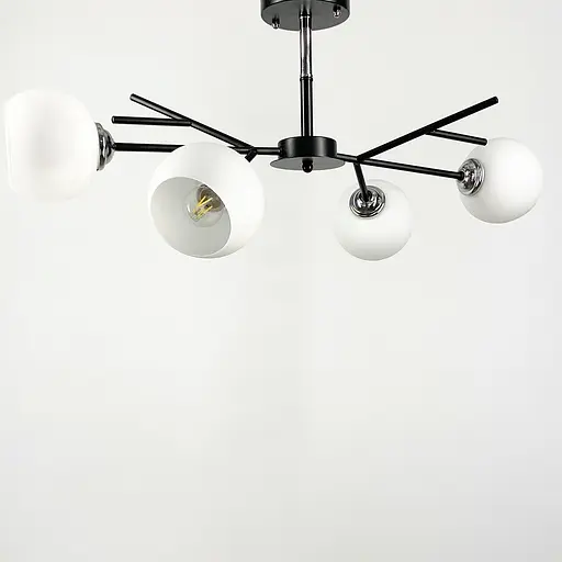 Люстра в черном корпусе на 4 лампы Line.F Цвет плафона Белый - фото 1