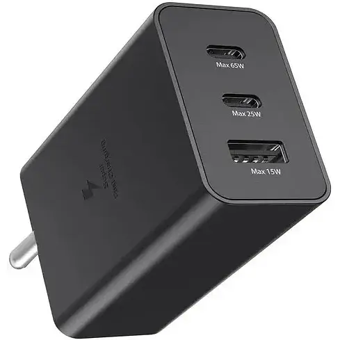Зарядний пристрій Samsung 65w pd power adapter trio сам блок - адаптер чорний - фото 1
