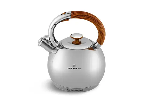 Чайник Edenberg  з нержавіючої сталі зі свистком коричнева ручка 3 л (EB-7006) - фото 3