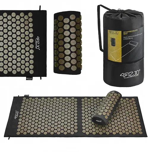 Коврик акупунктурный с валиком 4FIZJO Classic Mat XL Аппликатор Кузнецова Black/Gold (P-5907739315052) - фото 1