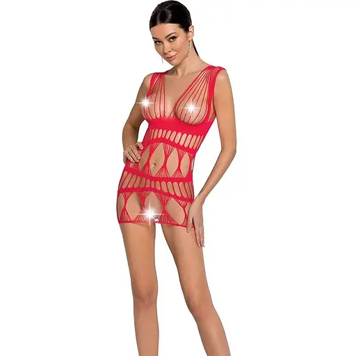 Бодистокинг-платье Passion BS089 red мини плетение в виде паутины One size