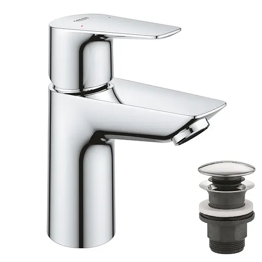 Смеситель для умывальника S-Size + нажимной донный клапан Grohe BauEdge New 23895001 Хром - фото 1