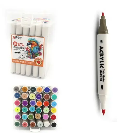 Набір акрилових скетчмаркерів двосторонніх Aodemei, 36 шт., 6141-36M