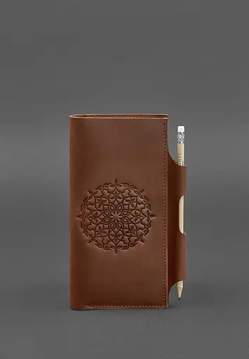 Кожаный тревел-кейс 3.0 светло-коричневый с мандалой Crazy Horse - фото 2